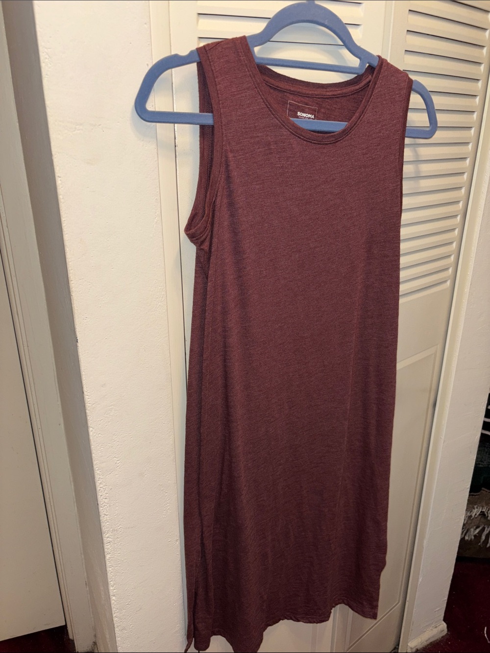 Sleeveless Burgundy Shift Dress - Unknown Brand